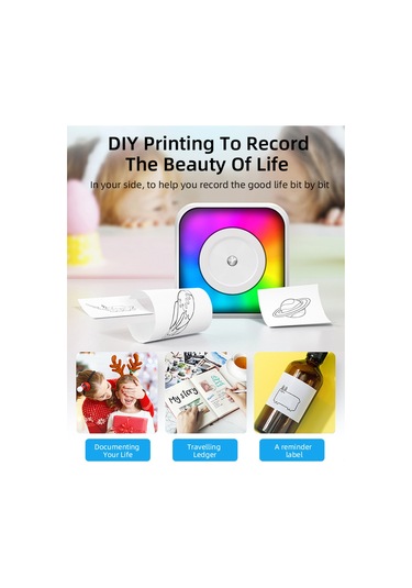Shineyee Taşınabilir Bluetooth Termal Yazıcı - Renkli Kağıt Ve Yapışkanlı Etiketler İle Anında Baskı 57mm