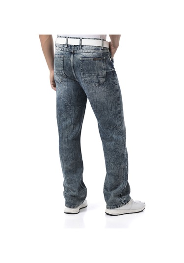 Cd903 Men S Wide Leg Relaxed Fit Trousers Blue