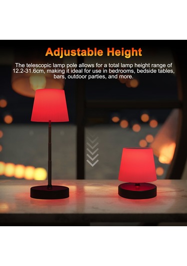 Padalink Rgb Led Masraf Lambası, Dokunmatik Kontrol, 8 Tek Renk + 2 Dinamik Mod, Genişletilebilir Gövde 12.2-31.6cm , 3000mah Batarya, Yatak Odası-bar-outdoor Partiler İçin