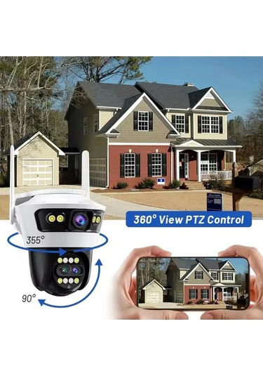 Ayarlanabilir 3 Lens 6mp 8x Zoom İç Dış Mekan Uygun Gece Görüşlü Akıllı Ip Güvenlik Kamerası