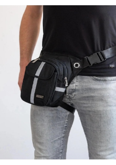 Ogdo - Su Geçirmez, Unisex Siyah Motorcu Bacak Ve Çapraz Çanta - 4963