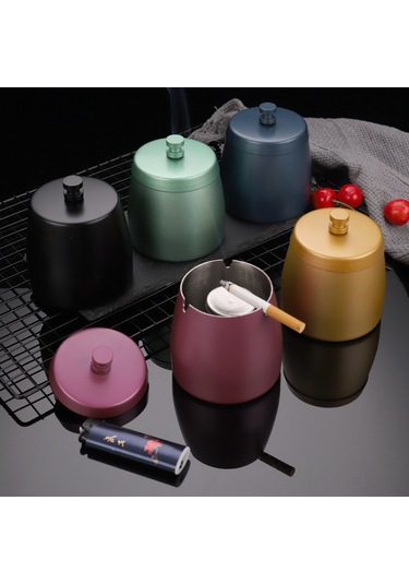 Reedark Paslanmaz Çelik Kapaklı Kişiselleştirilebilir Portatif Küllük, 400g Ağırlık, Dayanıklı Ve Şık Ev Aksesuarı.