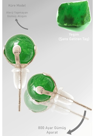 Sertifikalı Gerçek Doğal Yeşim Taşı Nokta Doğal Taş Küpe Çok Renkli