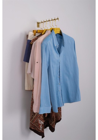 Duvara Monte Düz Gold 8'lik Telden Tekstil Askısı Baston Renkli