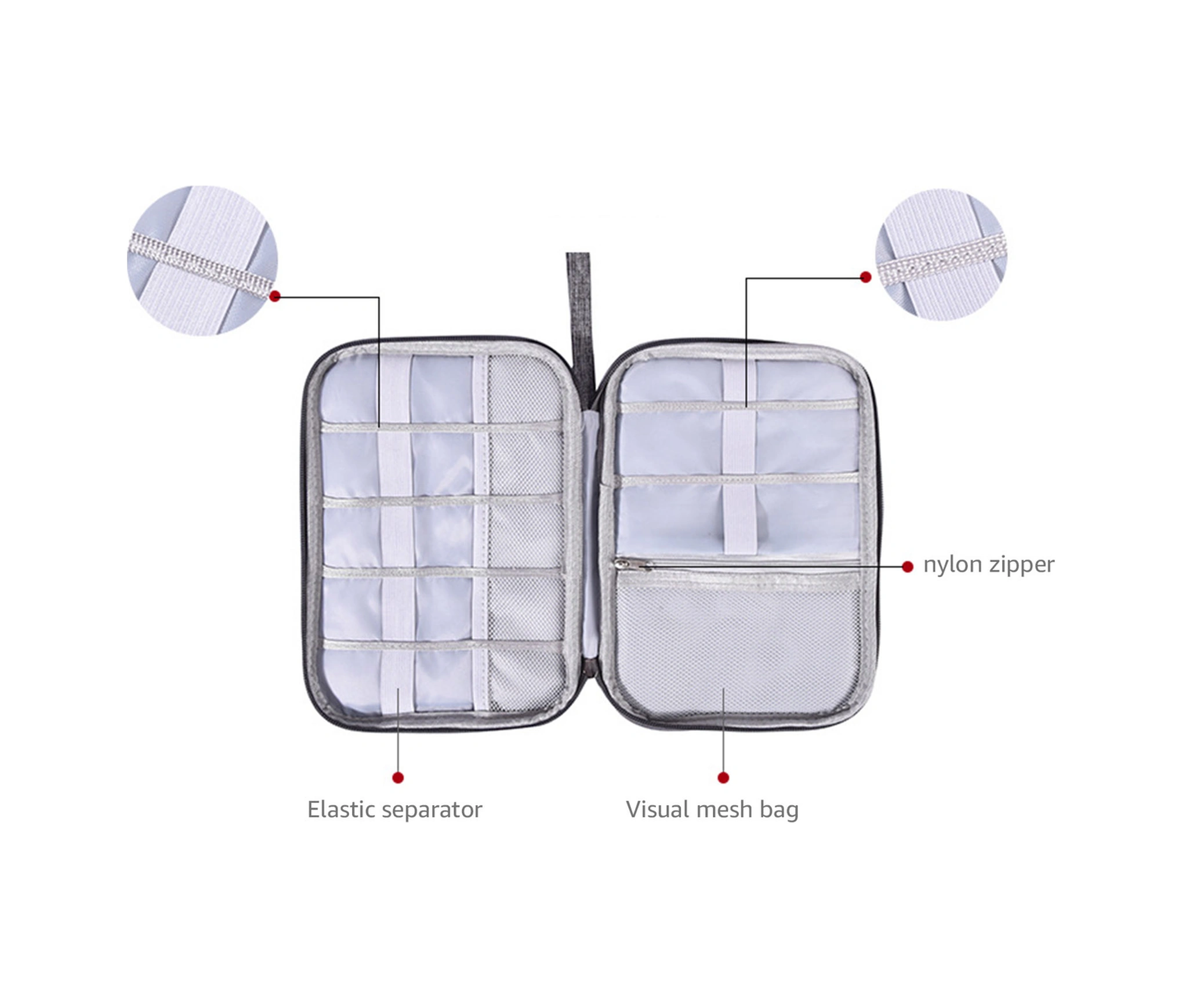 Moveevo Üst Mavi Taşınabilir Elektronik Aletler Saklama Çantası - Powerbank, Şarj Kablosu Ve Kulaklık Koruyucu Organizatör Çok Renkli