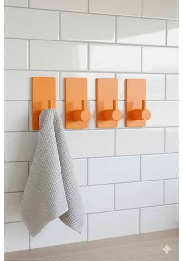 4 Lü Askılık Havlu Askısı, Bornoz Askısı, Kapı Arkası, Duvara Monte, Dayanıklı Malzeme, Beyaz 63 Beyaz