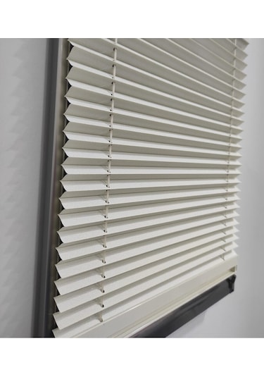 Plise Katlanır Cam Balkon Perdesi - Ofis Perdesi - Mutfak Perdesi - Salon Perdesi Krem Krem