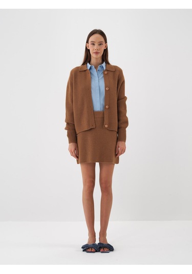 Camel Doğal Yün Dokulu Regular Fit Etek 851069 CAMEL
