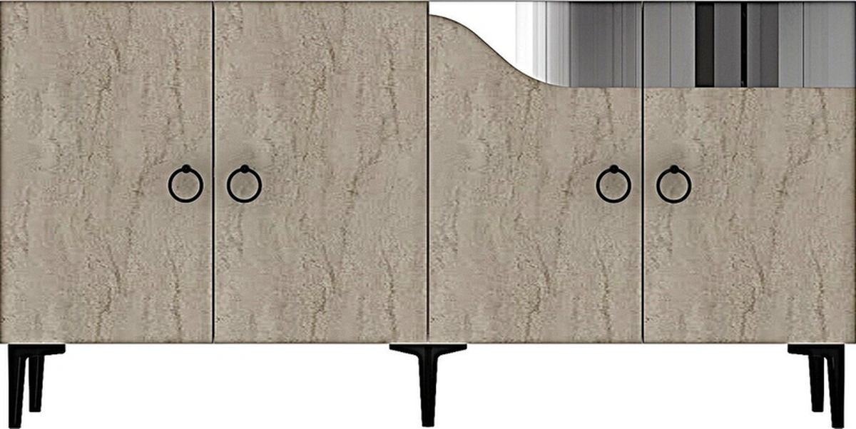 Ka1514bts Gama150 Konsol, Kahve Köşesi, Tv Sehpası Beyaz-traverten Kapak-sılver 150cm Beyaz