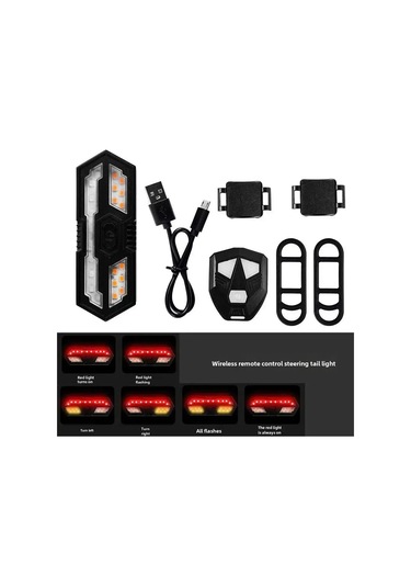 Youtek Usb Şarjlı Akıllı Kumandalı Motosiklet Fren Lambası - Led Arka Fener, Sinyal Ve Korna Fonksiyonu, Su Geçirmez, Gece Kullanıma Uygun Siyah 5509