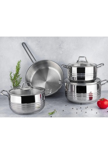 Lines Oscar 7 Parça Çelik Tencere Seti Metal Kulp Çok Renkli