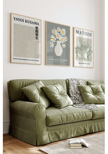 Ahşap Çerçeveli Mdf Tablo Seti Matisse, Bohem, Kusama Salon Ve Oturma Odası İçin Çt3009 42 X 62