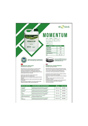 Biosas Momentum 5 Lt Bitkisel Menşeli Sıvı Organik Gübre 5 L
