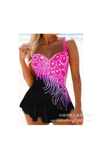 Geeroyoo Xl Beden Mavi Kadın Büyük Beden Mayo, Kuş Tüyü Desenli Açık Yaka, Konforlu Ve Esnek, Outdoor Aktivite İçin Uygun Diğer