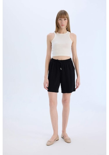 DeFacto Yüksek Bel Kısa Paça Belmando Şort I6760AZ25HSBK81 Siyah