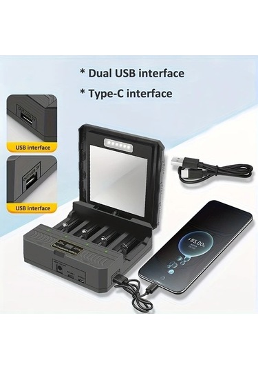 Besthome1 Dream011 1 Adet Usb Portlu Güneş Enerjili Akıllı 18650 Li Ion Pil Şarj Cihazı Taşınabilir Solar Batarya