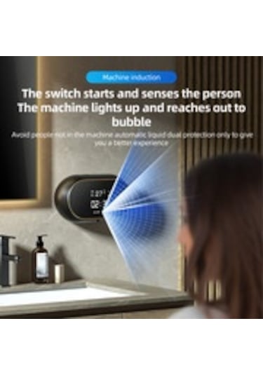 Hallow Akıllı Sensörlü Temassız Duvara Monte Otomatik Köpük El Sabunu Dispenseri Siyah