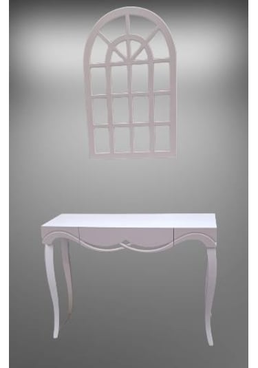 Dresuar CNC Çökertme Model Ahşap MDF Beyaz Lake Tabla Kayın Avangart Ayak El Yapımı Beyaz