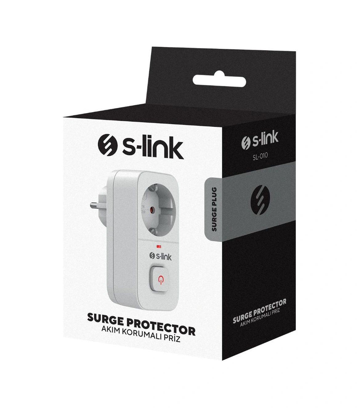 S-link Sl-010 16a/250v 750 Joule Anahtarlı Isıya Duyarlı Devre Ve Akım Korumalı Tekli Priz S-link 0