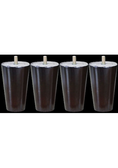 Suntek Magideal 4 Adet Koni Şekli Okaliptüs Masif Ahşap Mobilya 10 CM Siyah