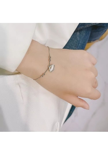 Eyelashes Silver 925 Ayar Gümüş Açık Gri Opal Taşlı Bileklik