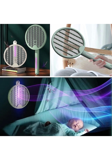 Tenis Raketi Tipi Masaüstü Olabilen Gece Lambalı Sinek Kovucu,öldürücü Raket Çok Renkli