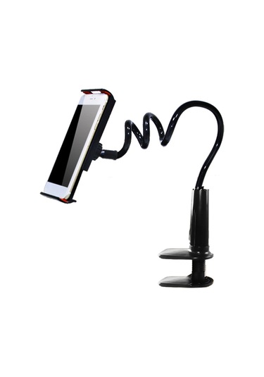 Geeksen Esnek 360 Derece Dönen Pvc Kolu Telefon Ve Tablet Tutucu - 4-10.6 İnç Uyumlu, 70cm Uzunluk, Yatak/ofis Kullanıma Uygun, Siyah Diğer