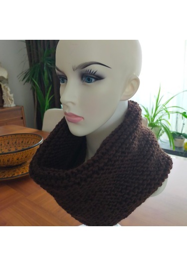 Kahverengi El Yapımı Unisex Boyunluk Koyu Kahverengi