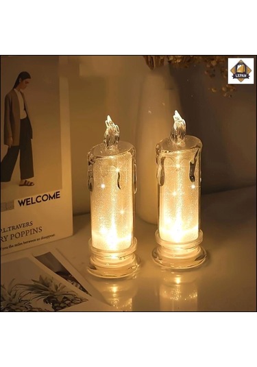 Vkemall 4'lü Paket Elektronik Mum Işıklı Gece Lambası - Romantik Yatak Odası Ve Masaüstü Dekoratif Ambiyans Aydınlatması Beyaz