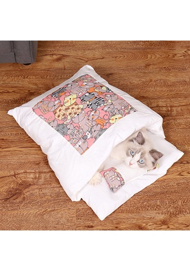 Kedi Yatağı, Çıkarılabilir Ve Yıkanabilir, Tüm Mevsimler İçin, Koyu Mavi Yıldız M 3-10 Kedi