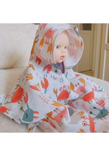 Organik 4'lü Müslin Bebek Panço, Örtü, Yastık, Mendil Takımı