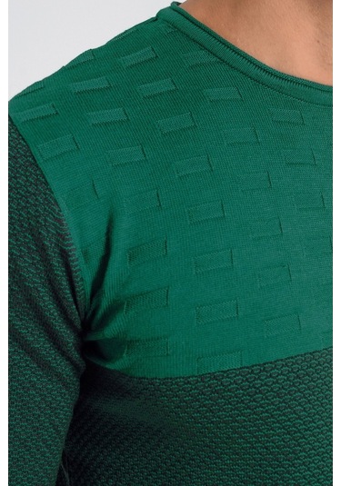 Heyss Bisiklet (Sosis) Yaka Yeşil Erkek Triko Kazak Yeşil