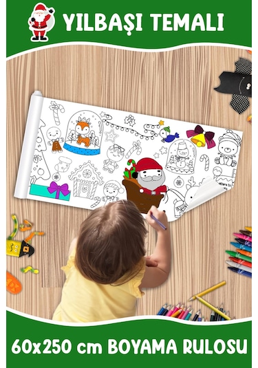 Melolisa Yılbaşı Temalı Dev Boyama Rulosu Happy New Year Roll Bebek Ve Çocuk Için 60x250 Cm Aktivite Kağıdı