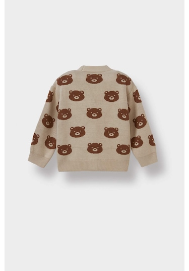 Defacto Erkek Bebek Ayıcık Desenli Düğmeli Hırka F2378a525wnbn300 Kahve