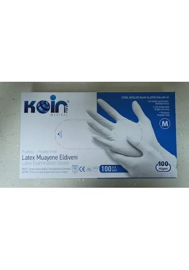 Koin Pudrasız Lateks Muayene Eldiveni 100 Adet