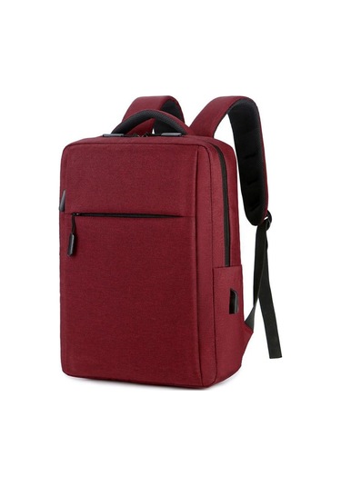 Kırmızı Oxford Kumaş Laptop Sırt Çantası, Minimalist Bilgisayar Çantası, Usb Şarjlı Sırt Çantası, Erkek Ve Kadın Günlük İş Bilgisayarı Çantası