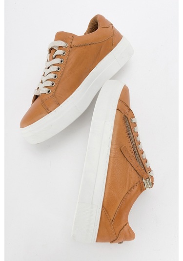 Luvishoes Berly Taba Hakiki Deri Kadın Sneakers Taba