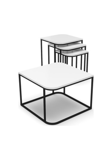 Orta Sehpa Ve Zigon Sehpa Damla Beyaz Beyaz