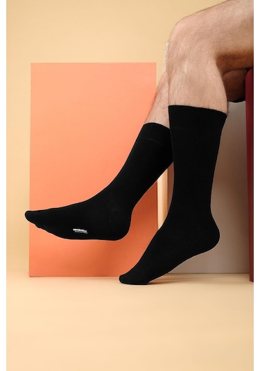 Mısırlı Erkek Organik Pamuklu Tekli Siyah Soket Çorap Siyah
