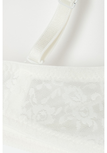 Kadın Dolgusuz Lez Dantelli Desteksiz Straplez Sütyen Ekru