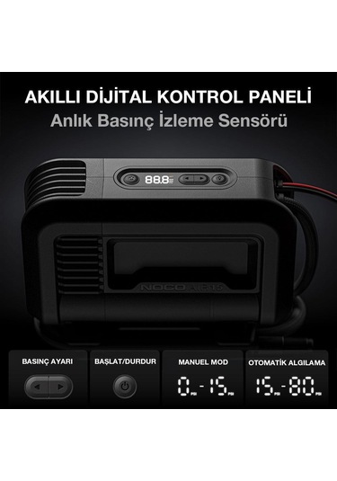 Noco Aır15 12volt 80 Psı Ayarlanabilir Dijital Basınç Göstergeli Profesyonel Lastik Şişirme Pompası
