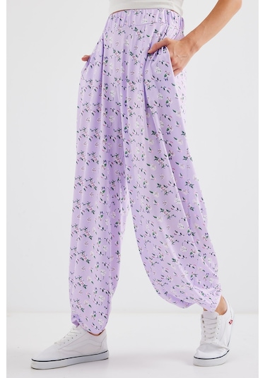 Bigdart 6665 Desenli Şalvar Pantolon - Lila 001