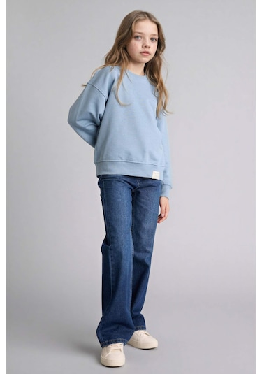 Defacto Relax Fıt Baskılı Sweatshırt Kız Çocuk E6842a826spbe493 Mavi-be493 Defacto Relax Fıt Baskılı Sweatshırt Kız Çocuk E6842a826spbe493 Mavi-be493