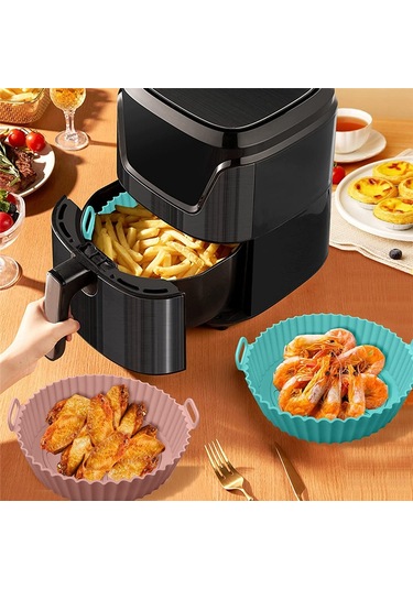 Air Fryer Silikon Tencere, 2 Adet Air Fryer Silikon Kaplamalar Yuvarlak Diğer