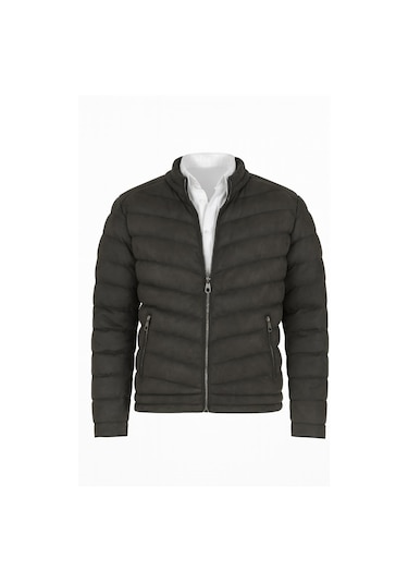 Rc Moon Slim Fit Erkek Süet Şişme Mont - 7446 Siyah