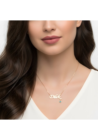 Nazarlıklı İsim Kolye - Rose Rose Gold