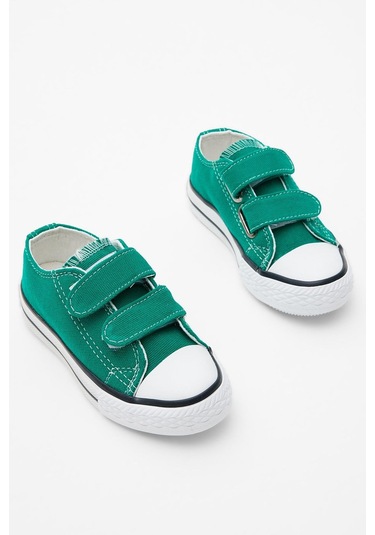 Kauçuk Taban Keten Cırtlı Çocuk Unisex Yeşil Spor Ayakkabı Tbh1450 Yeşil