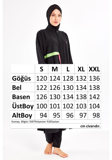 Uzun Tam Boy Spor Likra Tam Kapalı Tesettür Mayo 1228 Siyah Siyah07 Siyah
