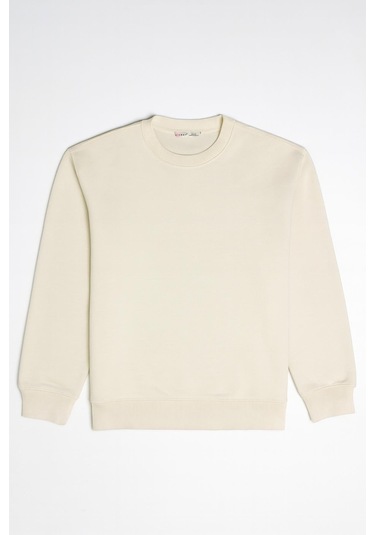 Mixray 2021 Kadın Basic 3 İplik Sweatshirt Bej