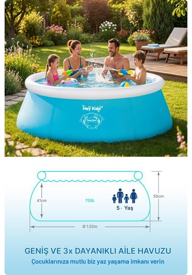 Heykida Swim Safe Hızlı Kurulum Havuzu 152x51cm Mavi